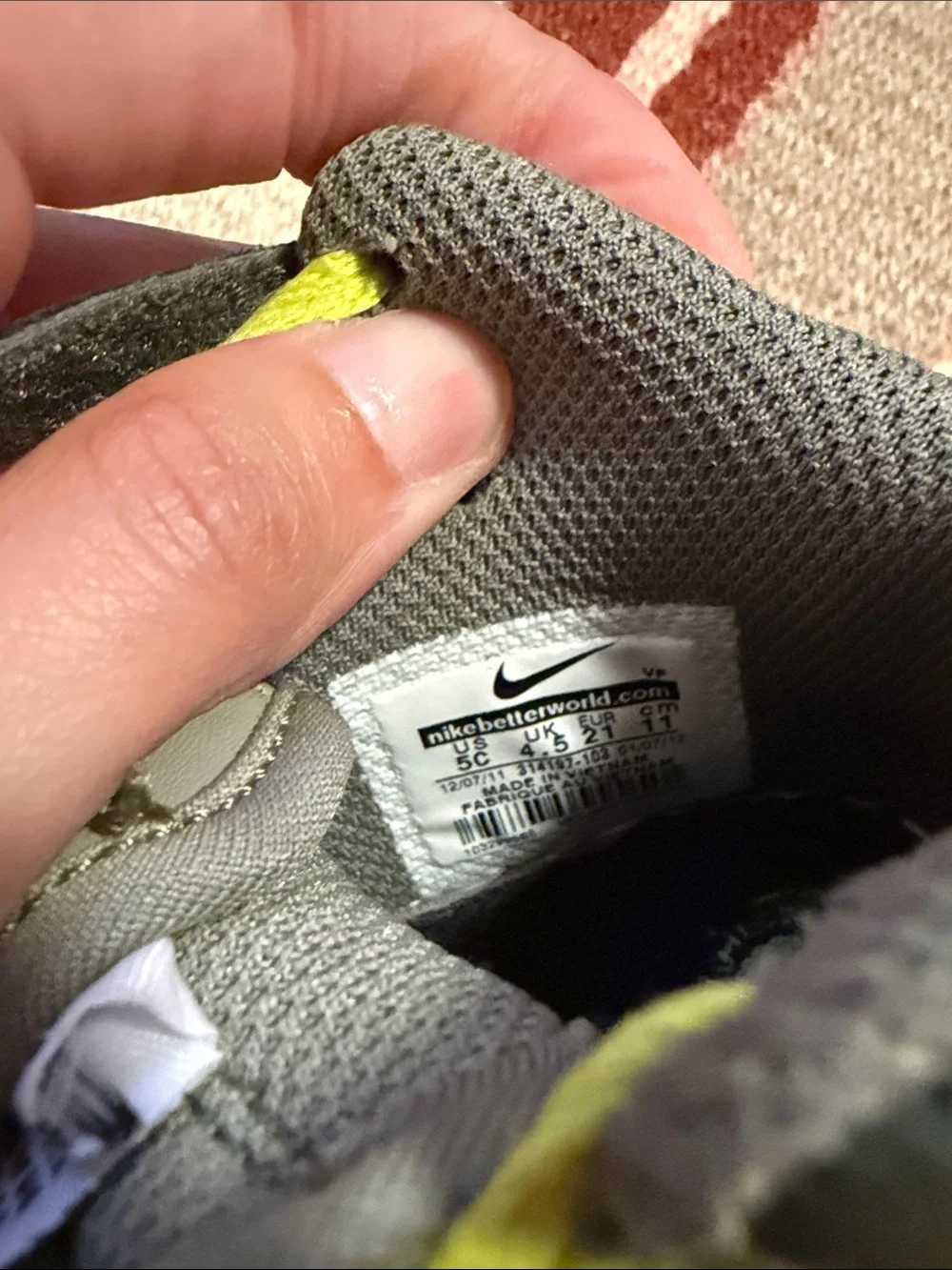 Nike Kids High-Top Sneakers in White, Gray and Neon Yellow
